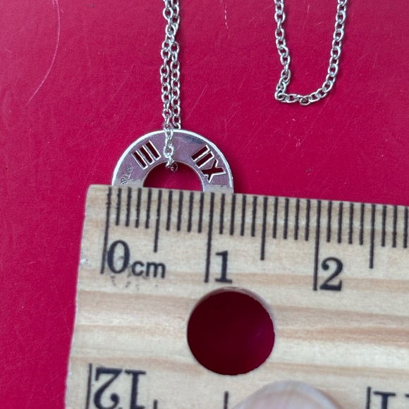 Auth Tiffany & Co Atlas Roman Numeral Round Circle Necklace Pendant 16’ - Picture 3 of 9
